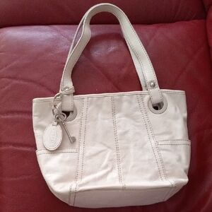 Elegant Cream Leather Tote Bag